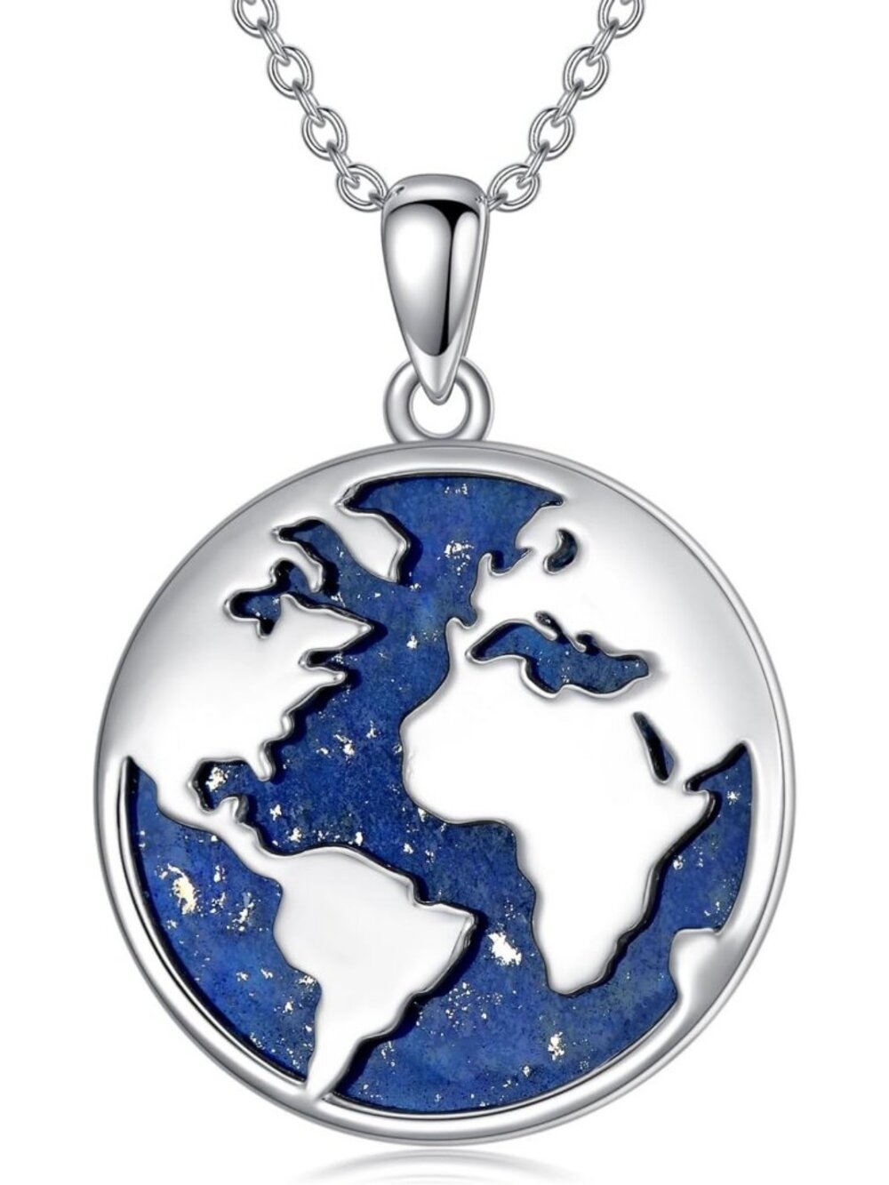 Sterling Silver Planet Necklace - Astronaut, Earth, Saturn & Moon Pendant